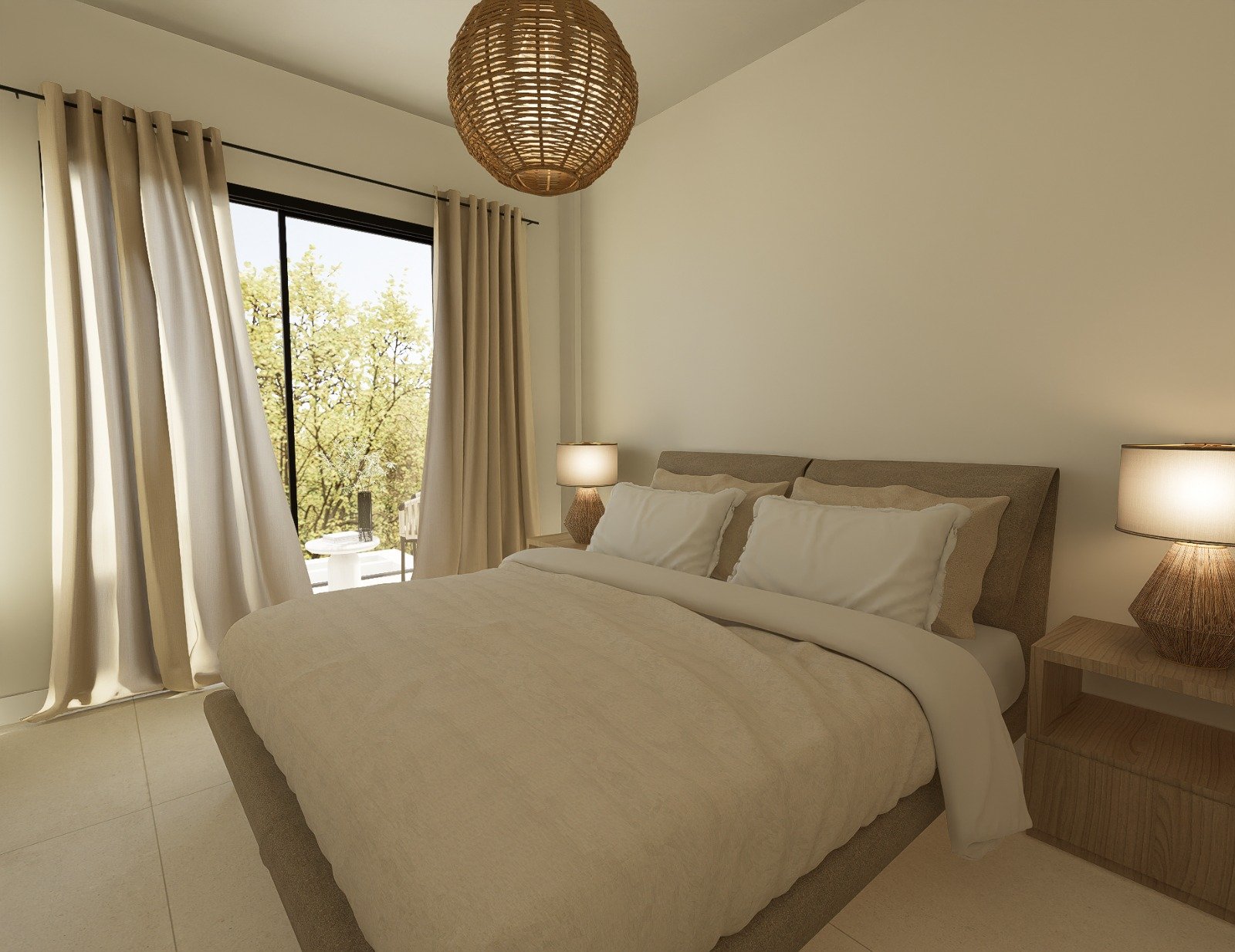 Main bedroom with private terrace access, Golf Houses new build townhouse