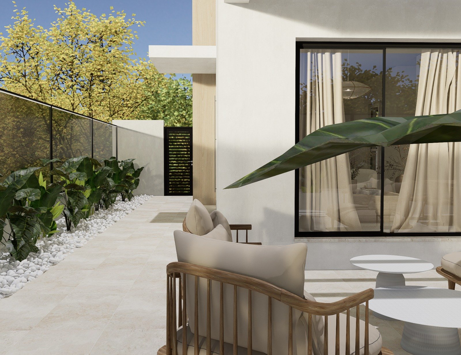 Private garden terrace with outdoor dining area, Golf Houses new build townhouse